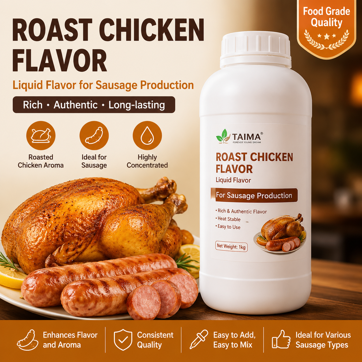 Food Grade Roast Chicken Flavor for BBQ Meat Sausage Sauce