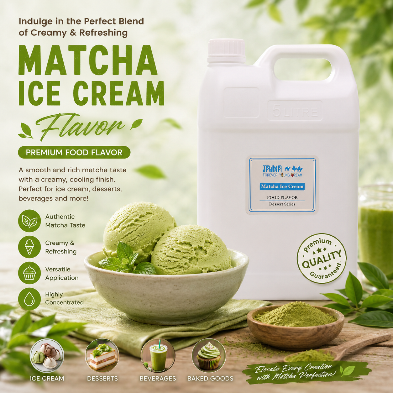 Factory Bulk Order Matcha Ice Cream Food Bakery Flavours for Baking Industry