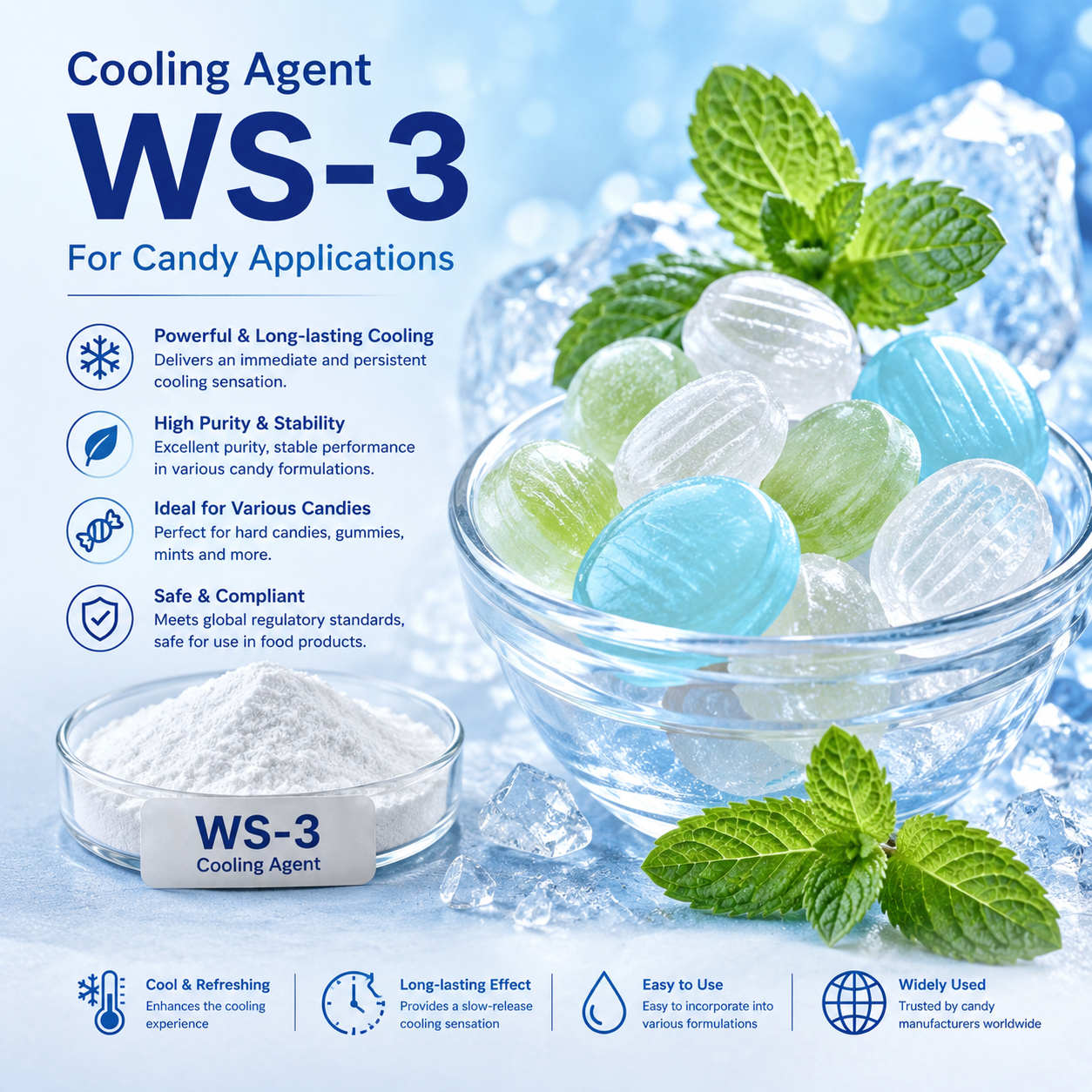 WS-3 Cooling Agent Food Additive Powder for Chewing Gum