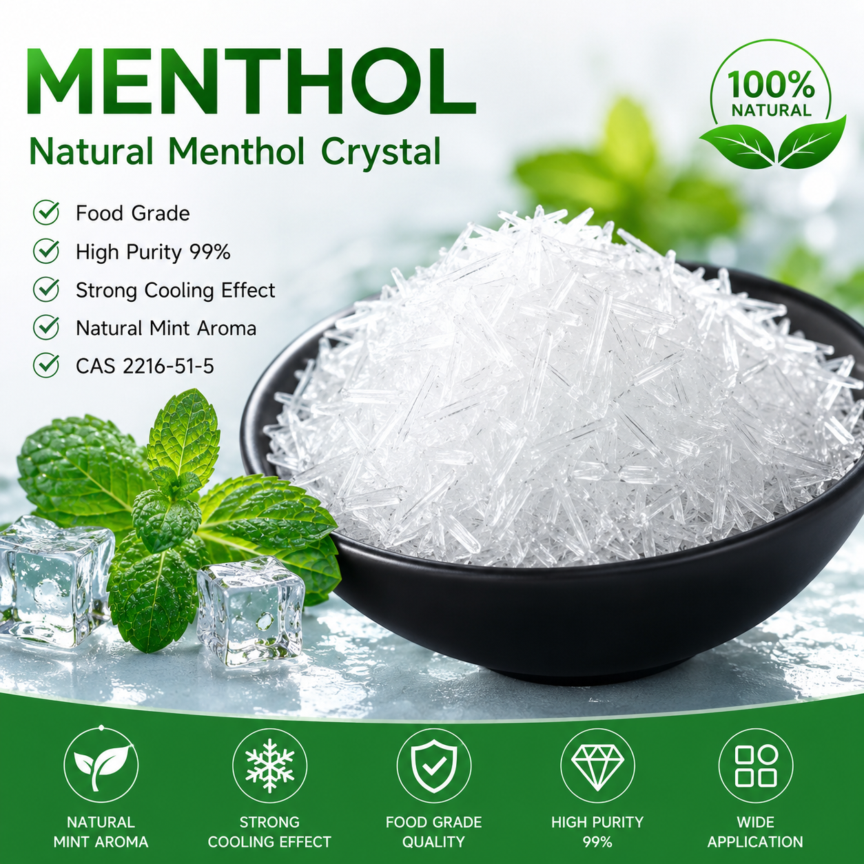 Food Grade Natural Menthol For Food Additive